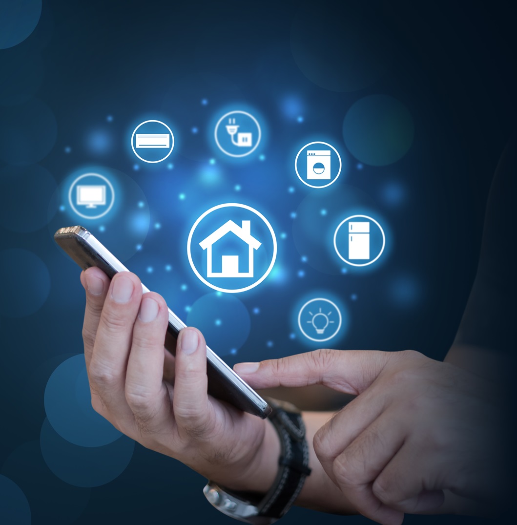 Smart,Home,Concept.,Mobile,Phone,With,The,Smart,Home,App